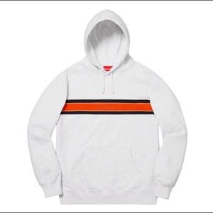 Supreme chest script logo hooded sweatshirt ash gray color medium size